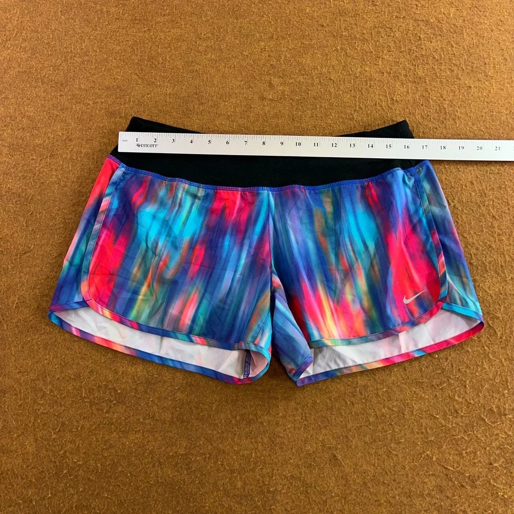Nike Womens Large Multi-Color Dri-FIT Tie Dye Running Athletic Shorts